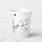 Dusty Blue Bow Ze bindt de knoop Vrijgezellenfeest Papieren Bekers (Voorkant)