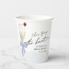 Dusty Blue Bow Ze bindt de knoop Vrijgezellenfeest Papieren Bekers