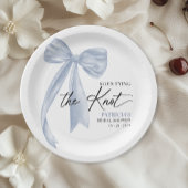 Dusty Blue Bow Ze bindt de knoop Vrijgezellenfeest Papieren Bordje