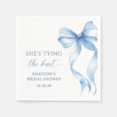 Dusty Blue Bow Ze bindt de knoop Vrijgezellenfeest Servet (Voorkant)