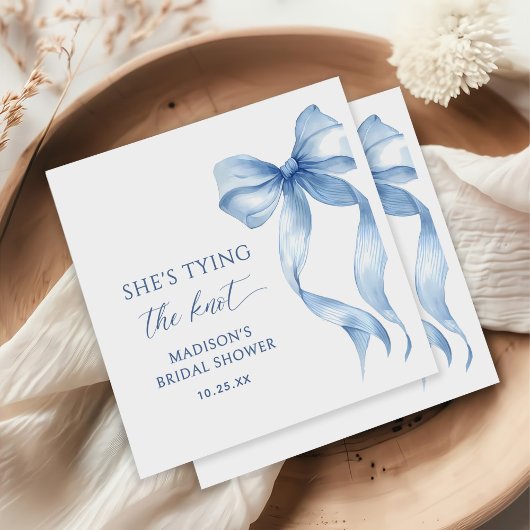 Dusty Blue Bow Ze bindt de knoop Vrijgezellenfeest Servet