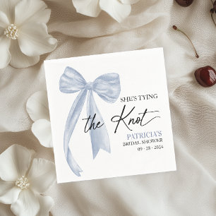 Dusty Blue Bow Ze bindt de knoop Vrijgezellenfeest Servet