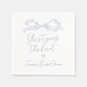 Dusty Blue Bow Ze bindt de knoop Vrijgezellenfeest Servet (Voorkant)