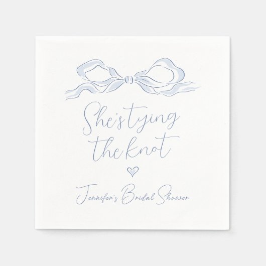 Dusty Blue Bow Ze bindt de knoop Vrijgezellenfeest Servet (Voorkant)