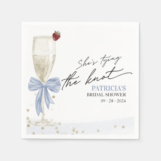 Dusty Blue Bow Ze bindt de knoop Vrijgezellenfeest Servet (Voorkant)