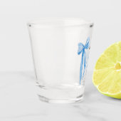 Dusty Blue Bow Ze bindt de knoop Vrijgezellenfeest Shot Glas (Links)