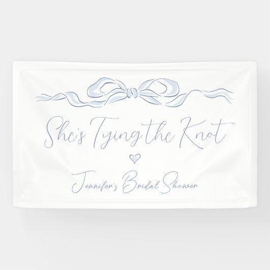 Dusty Blue Bow Ze bindt de knoop Vrijgezellenfeest Spandoek (Horizontaal)