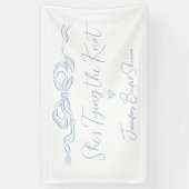 Dusty Blue Bow Ze bindt de knoop Vrijgezellenfeest Spandoek (Verticaal)