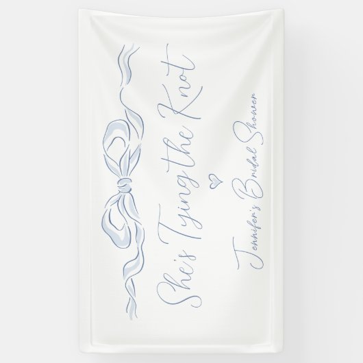 Dusty Blue Bow Ze bindt de knoop Vrijgezellenfeest Spandoek (Verticaal)