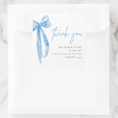 Dusty Blue Bow Ze bindt de knoop Vrijgezellenfeest Vierkante Sticker (Tas)