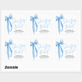 Dusty Blue Bow Ze bindt de knoop Vrijgezellenfeest Vierkante Sticker (Vel)
