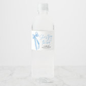 Dusty Blue Bow Ze bindt de knoop Vrijgezellenfeest Waterfles Etiket (Voorkant)