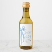 Dusty Blue Bow Ze bindt de knoop Vrijgezellenfeest Wijn Etiket (Voorkant)