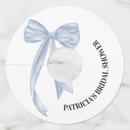 Dusty Blue Bow Ze bindt de knoop Vrijgezellenfeest Wijnglaslabel