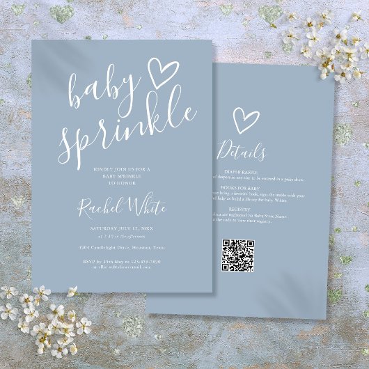 Dusty Blue Boy All in One Baby Sprinkle Shower Kaart
