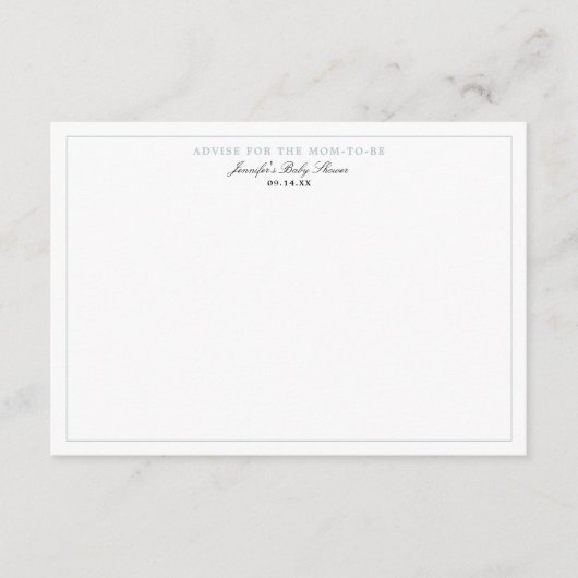 Dusty Blue Boy Baby shower Adviseer Kaart (Voorkant)