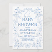 Dusty Blue Boy Baby shower Kaart (Voorkant)