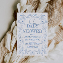 Dusty Blue Boy Baby shower Kaart