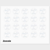 Dusty Blue Boy Baby shower Script Heart Bedankt Ronde Sticker (Vel)