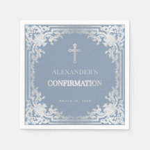 Dusty Blue Boy Bevestiging Elegant Faux Silver