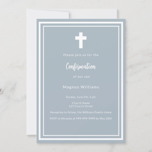 Dusty blue boy bevestiging kaart (Voorkant)