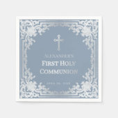 Dusty Blue Boy Eerste Communie Elegante  Servet (Voorkant)