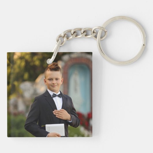 Dusty Blue Boy First Community Foto Sleutelhanger (Achterkant)