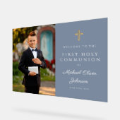 Dusty Blue Boy Foto First Community Welcome Acryl Bord (Hoek)