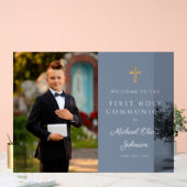 Dusty Blue Boy Foto First Community Welcome Acryl Bord (Huwelijk)