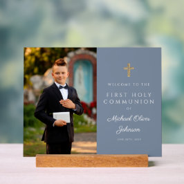 Dusty Blue Boy Foto First Community Welcome Acryl Bord