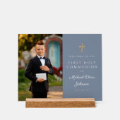 Dusty Blue Boy Foto First Community Welcome Acryl Bord (Voorkant)