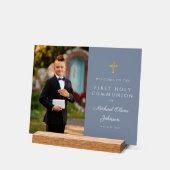 Dusty Blue Boy Foto First Community Welcome Acryl Bord (Hoek)