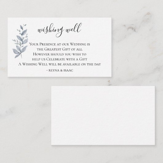 Dusty Blue Branch Bruiloft Wishing Well Informatiekaartje (Voorkant / Achterkant)