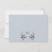 Dusty Blue Branch Monogram Wedding RSVP Kaartje (Achterkant)