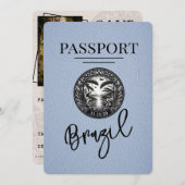 Dusty Blue Brazil Passport Bewaar de datum Save The Date (Voorkant / Achterkant)