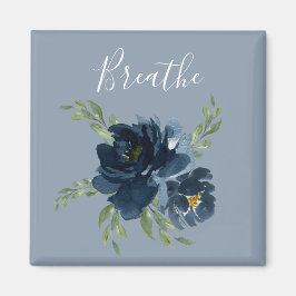 Dusty Blue Breathe Script Waterverf Elegant Magneet