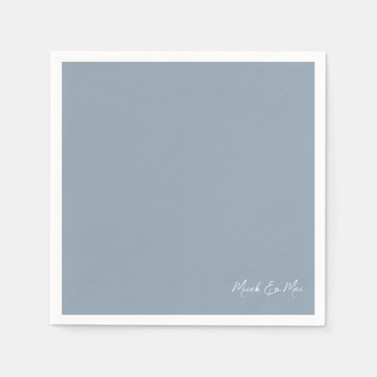 Dusty Blue Bridal Couplel Names Cocktail Napkins Servet (Voorkant)