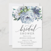 Dusty Blue Bridal Shower Invitation Kaart (Voorkant)