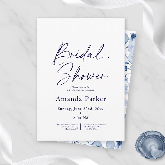 Dusty Blue Bridal Shower Invitation Kaart