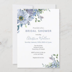 Dusty Blue Bridal Shower-uitvindingen Kaart