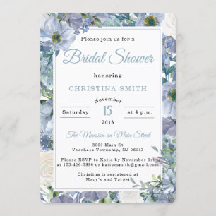 Dusty Blue Bridal Shower-uitvindingen Kaart
