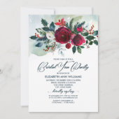 Dusty Blue | Bridal Tea-partij van het Rode Bloom  Kaart (Voorkant)