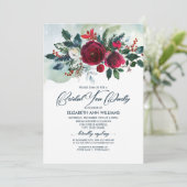 Dusty Blue | Bridal Tea-partij van het Rode Bloom  Kaart (Staand voorkant)