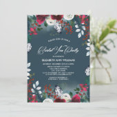 Dusty Blue | Bridal Tea-partij van het Rode Bloom Kaart (Staand voorkant)