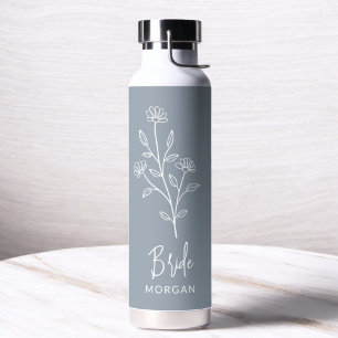Dusty Blue Bride Hand Bloemen Bachelorette Waterfles