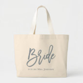 Dusty Blue Bride Script Grote Tote Bag (Voorkant)