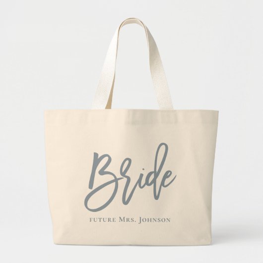 Dusty Blue Bride Script Grote Tote Bag (Voorkant)
