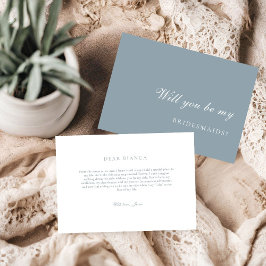 Dusty Blue Bridesmaid Proposal Card Kaart