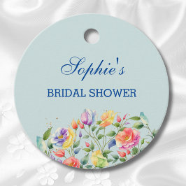 Dusty Blue Bright Rozen Pink Floral Vrijgezellenfe Bedankjes Labels