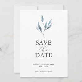 Dusty Blue bruiloft aankondigingen Waterverf blade